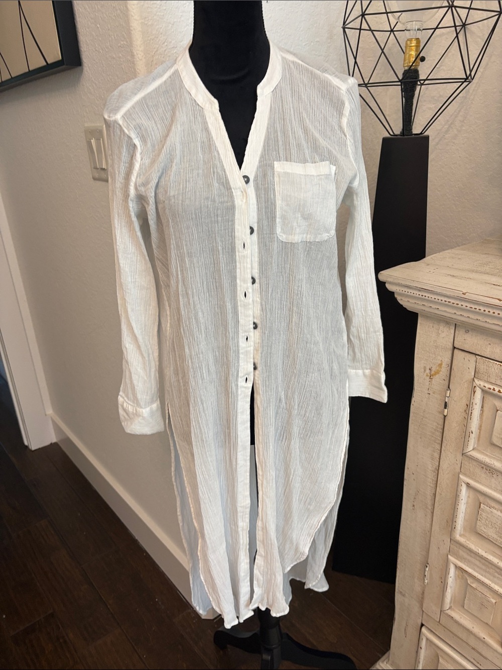 HOLDING HORSES White Long Button-Front Shirt Dress